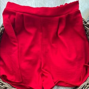 High Waist Cherry Red Tailored Shorts
